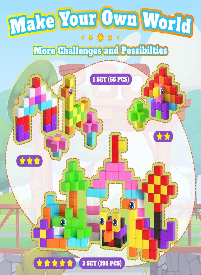 Vigorfun مجموعة مكعبات مغناطيسية مكونة من 65 قطعة، مكعبات بناء مغناطيسية مقاس 1 بوصة مع عيون لعبة وحقيبة تخزين، هدايا للأطفال، ألعاب حسية تعليمية لمرحلة ما قبل المدرسة للأطفال الصغار من الأولاد والبنات من سن 3 إلى 8 سنوات فما فوق (ألوان زاهية) - Image 5